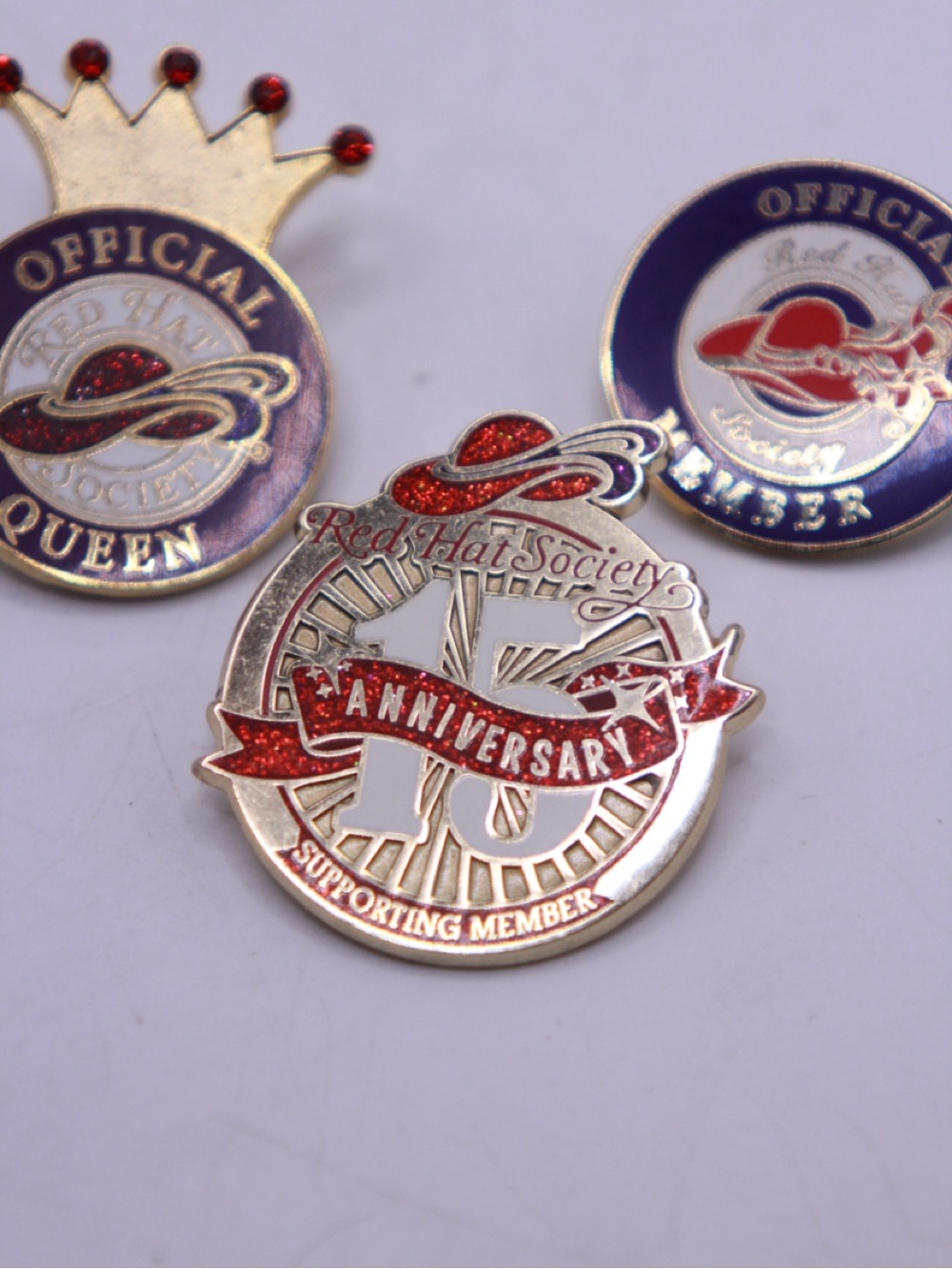 Red Hat Society Enamel Pins - Queen, Member, Anniversary - Picture 2 of 5